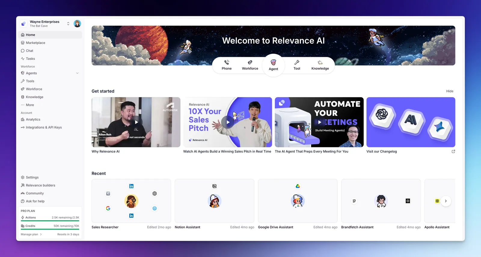 The Relevance AI platform